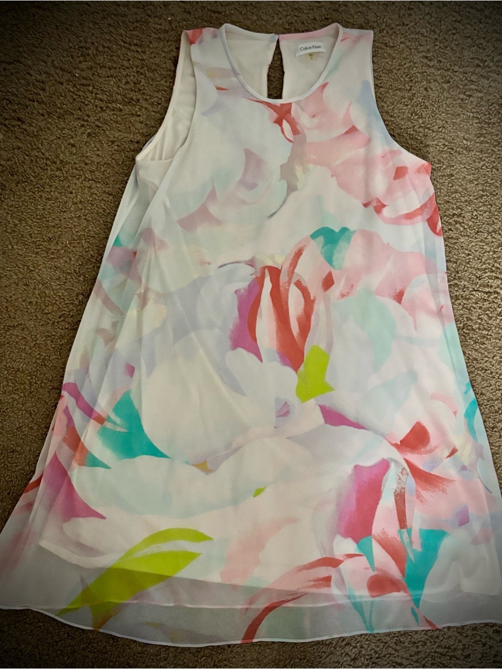 Calvin Klein Pastel Floral Sleeveless Dress